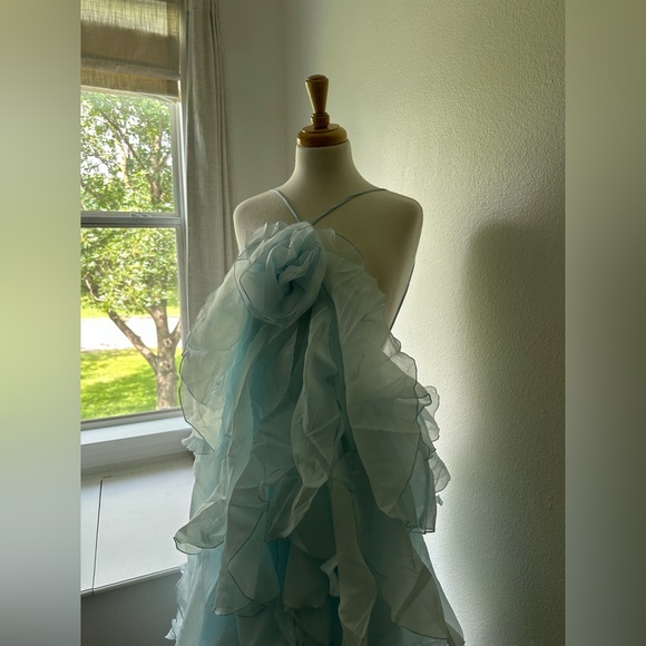 Aje Pandorea Layered Maxi Dress Silver Blue US 6 - Picture 9 of 11